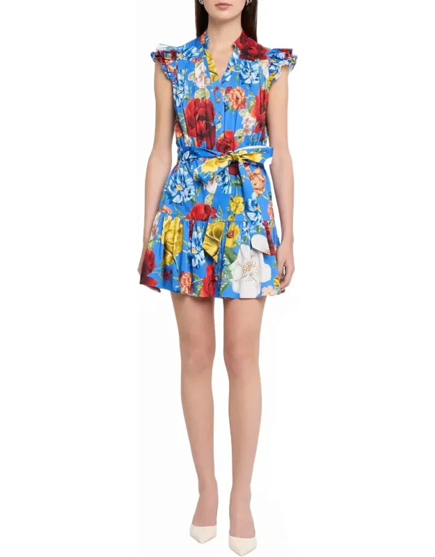 Flutter Sleeve Tiered Mini Dress