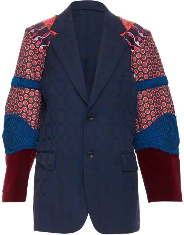 Check Jacquard Sleeve Blazer