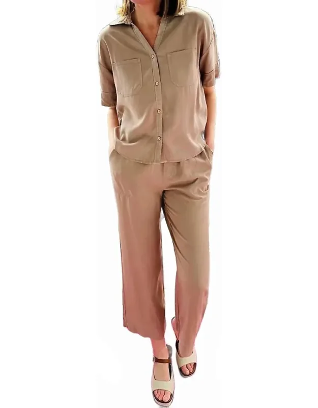 Tencel Wide Leg Crop Pants