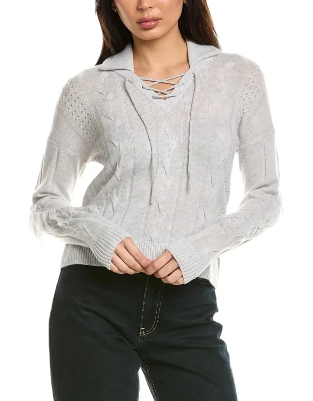 Cable Fringe Wool & Cashmere-blend Polo Sweater