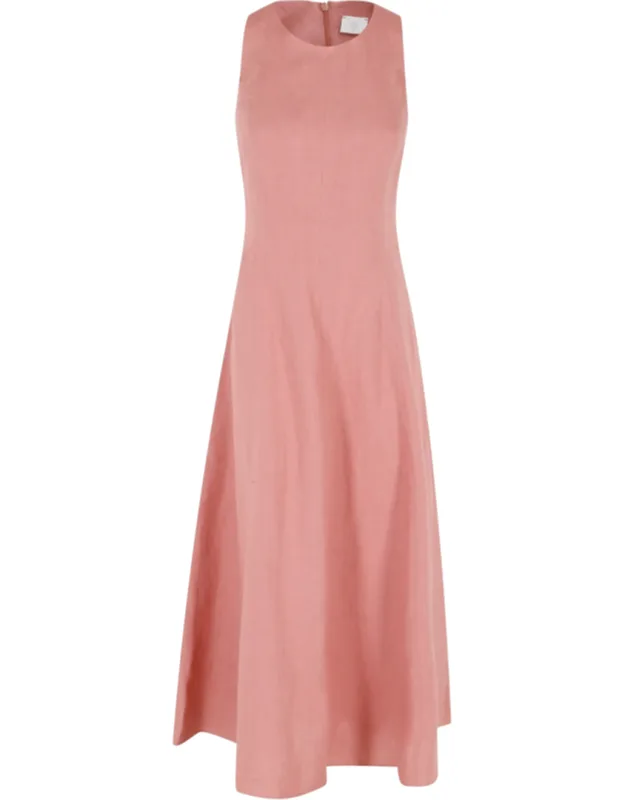 Long Sleeveless Round-neck Linen Maxi Dress