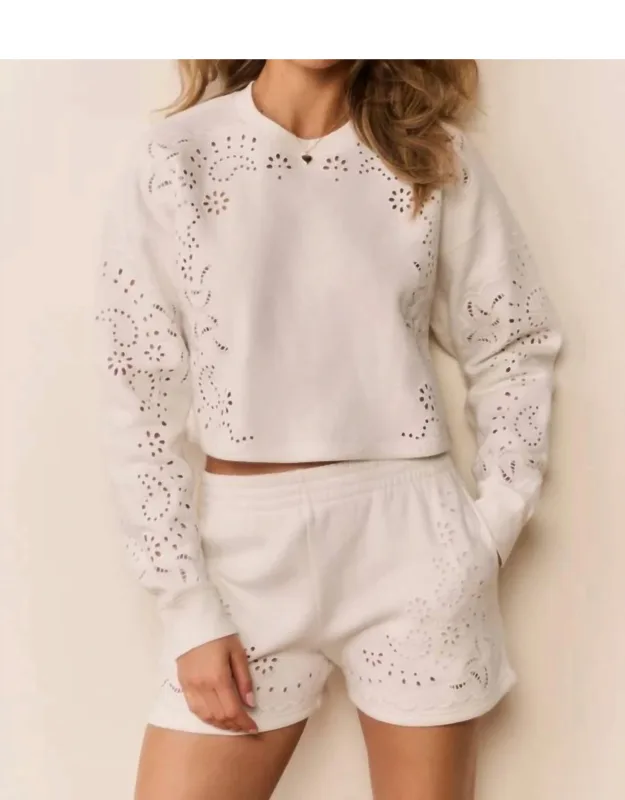 Bandana Eyelet Fleece Pullover Sweater