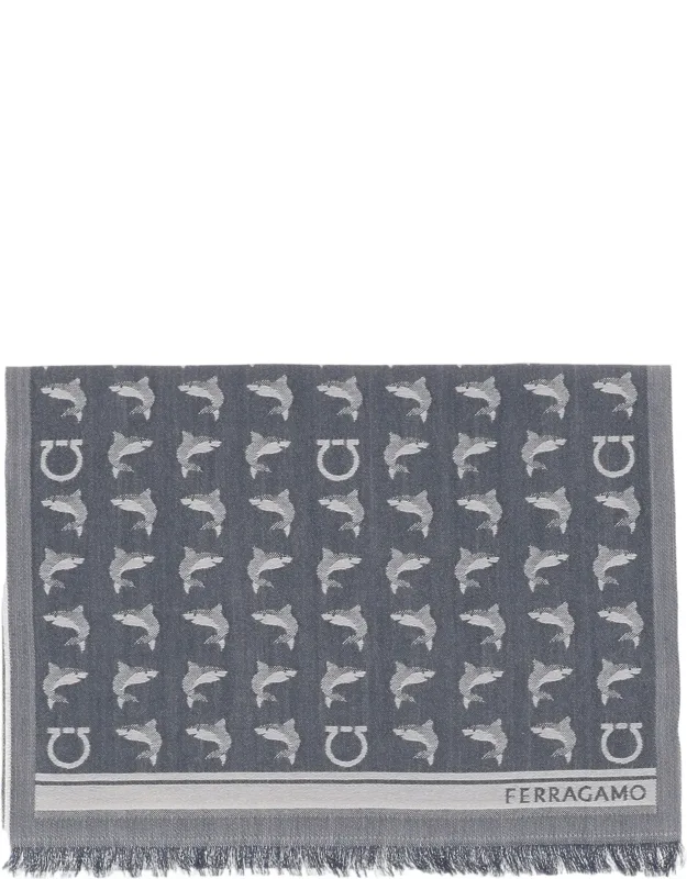 Multi Patterned Fringed Wool Scarf