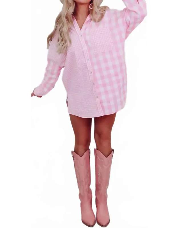 Checked Patchwork Long Sleeve Shirt