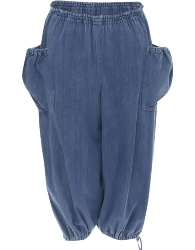 Washed Denim Cargo Bubble Jeans