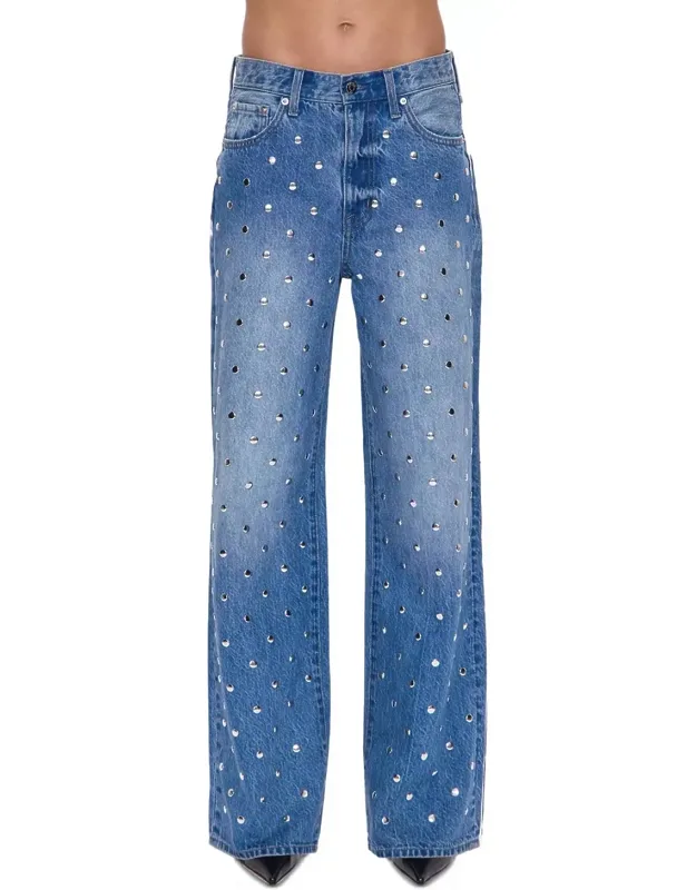 Embellished Rivets Jeans