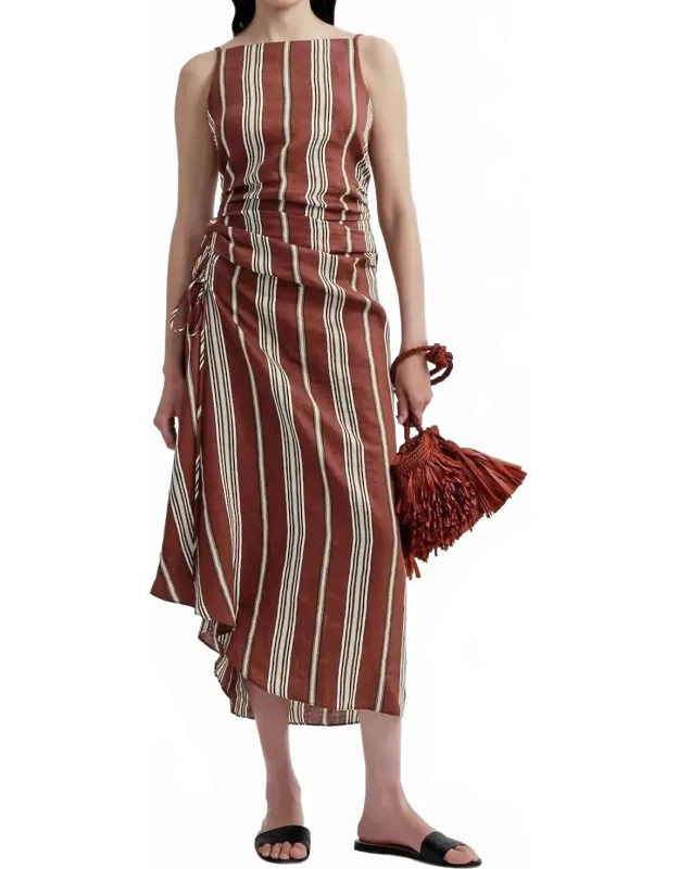 Striped Linen Midi Dress