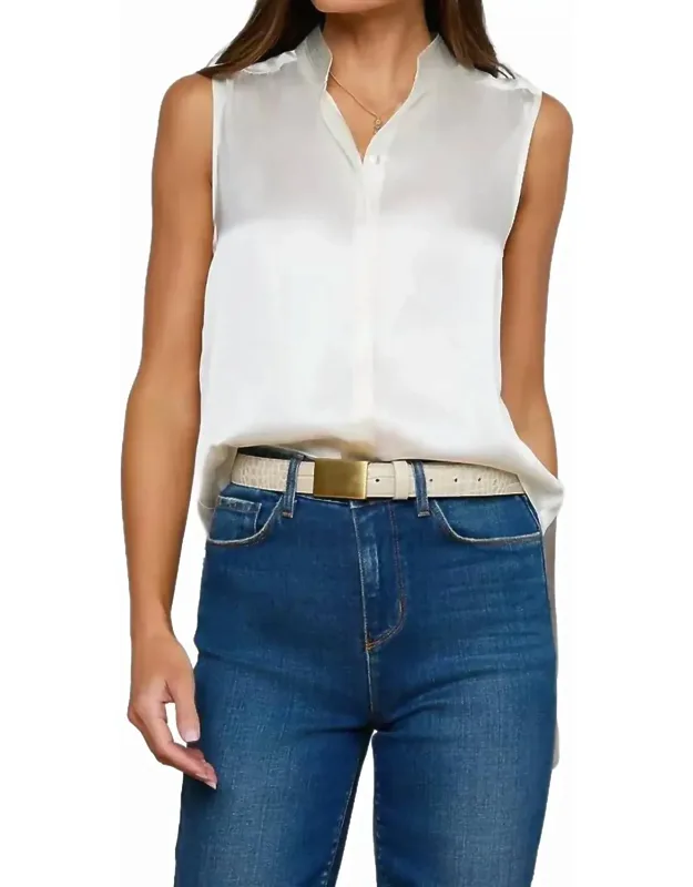 Phoebe Sleeveless Band Collar Blouse
