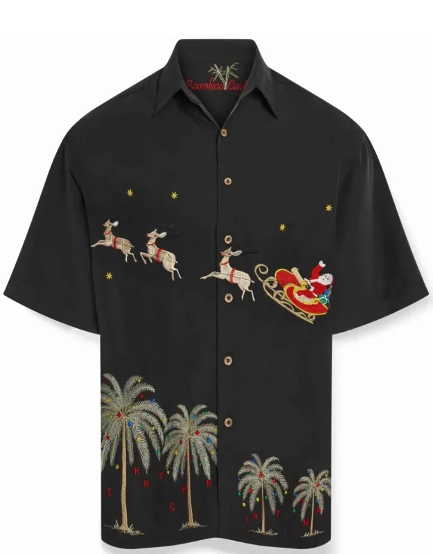 Flying Santa Embroidered Christmas Shirt