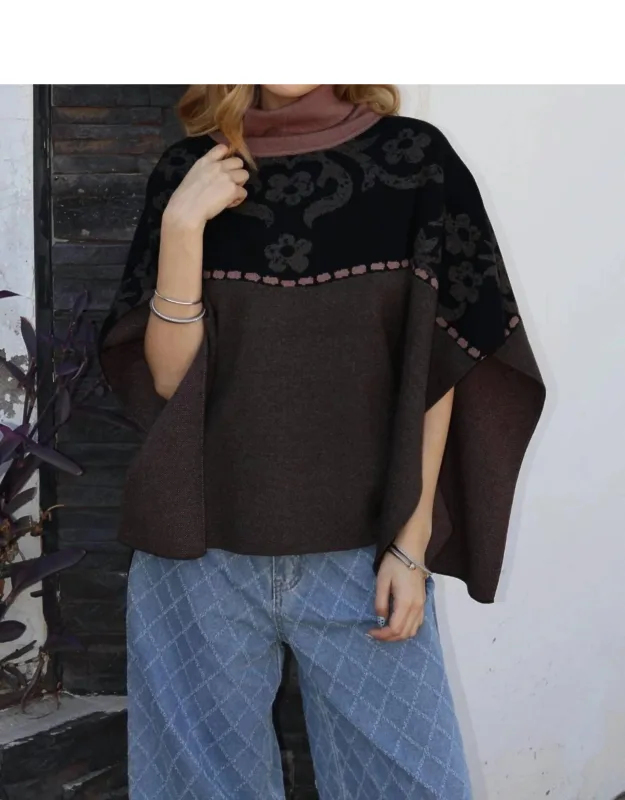 Floral Knit Poncho