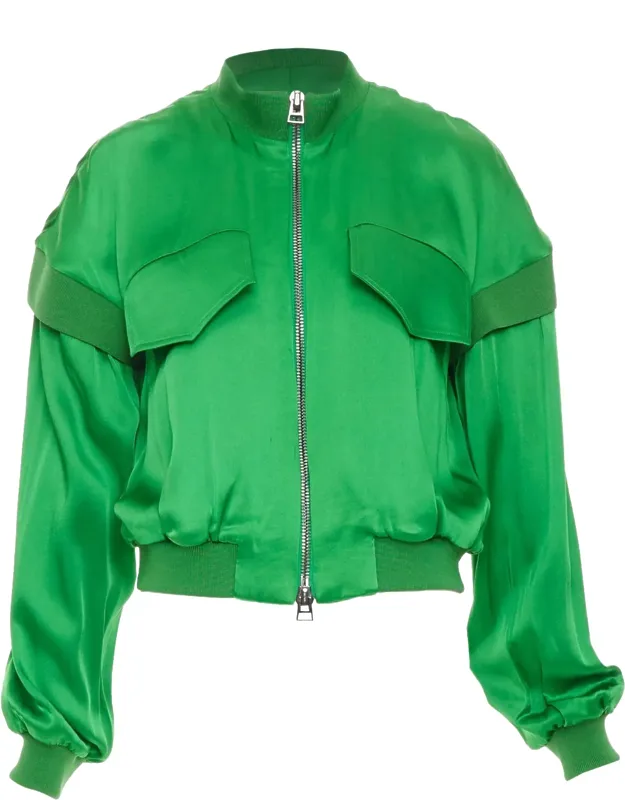 Satin Panel Bomber Jacket