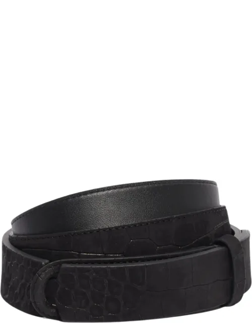 Crocodile-effect Leather Belt