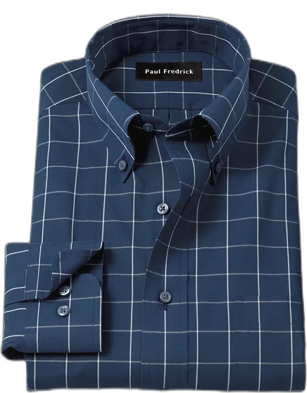 Tailored Fit Non-iron Cotton Windowpane Dress Shirt
