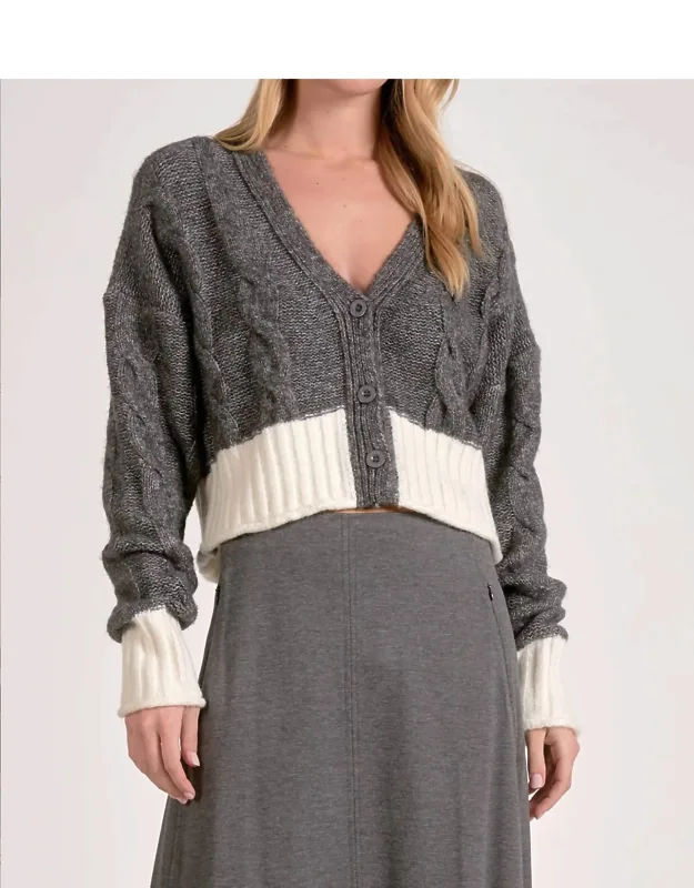 Logan Color Block Cardigan - Textured Soft Drapey Design