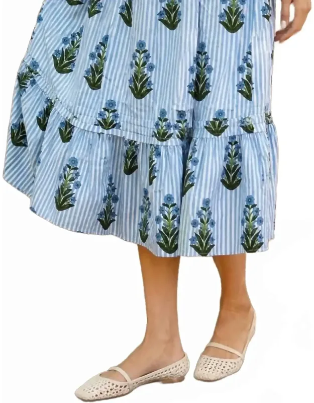 Elastic Waist Tiered Midi Skirt