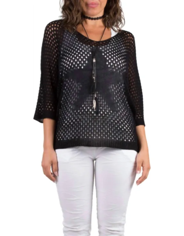 Star Knit Mesh Sweater