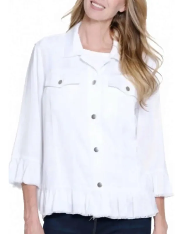 3/4 Sleeve Ruffle Hem Jacket