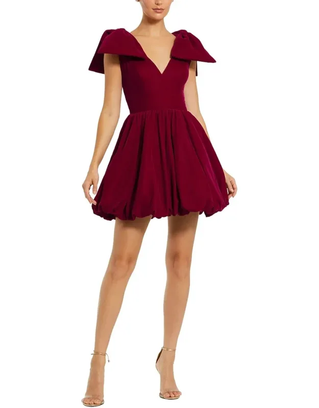 Shoulder Bow Bubble Mini Dress
