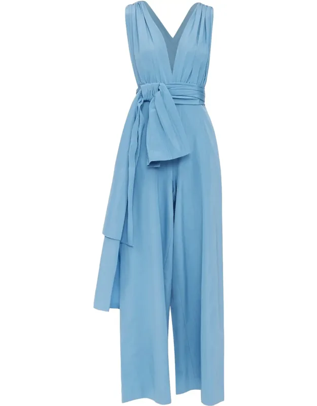 Moire Faille Sash Tie Jumpsuit