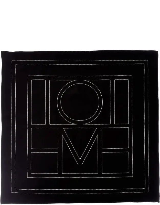 Embroidered Monogram Silk Scarf