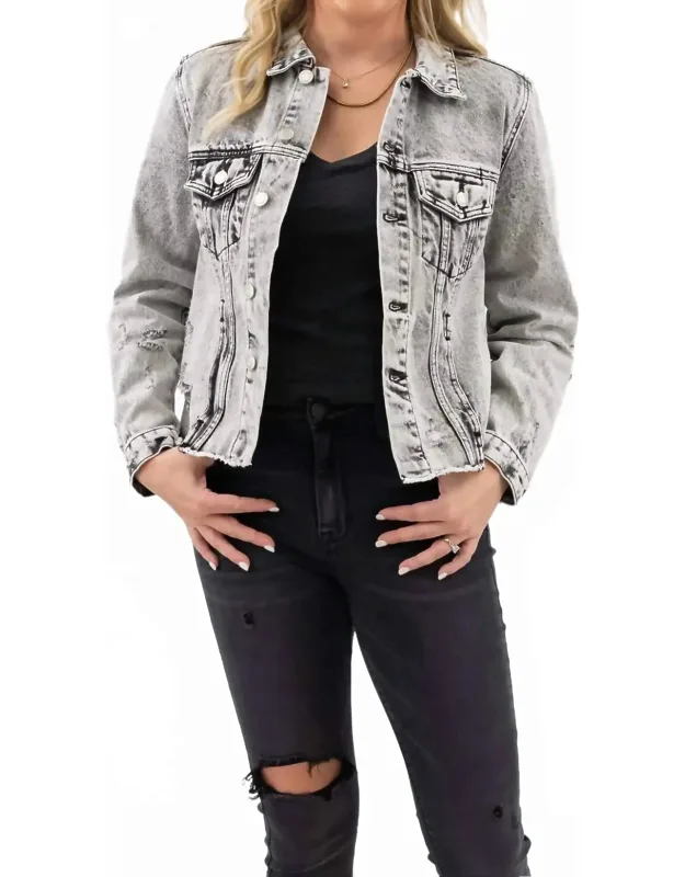 Distressed Crop Denim Jacket