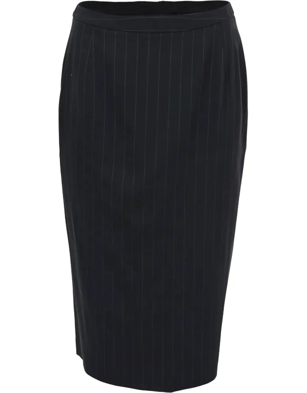 Pinstripe Midi Pencil Skirt