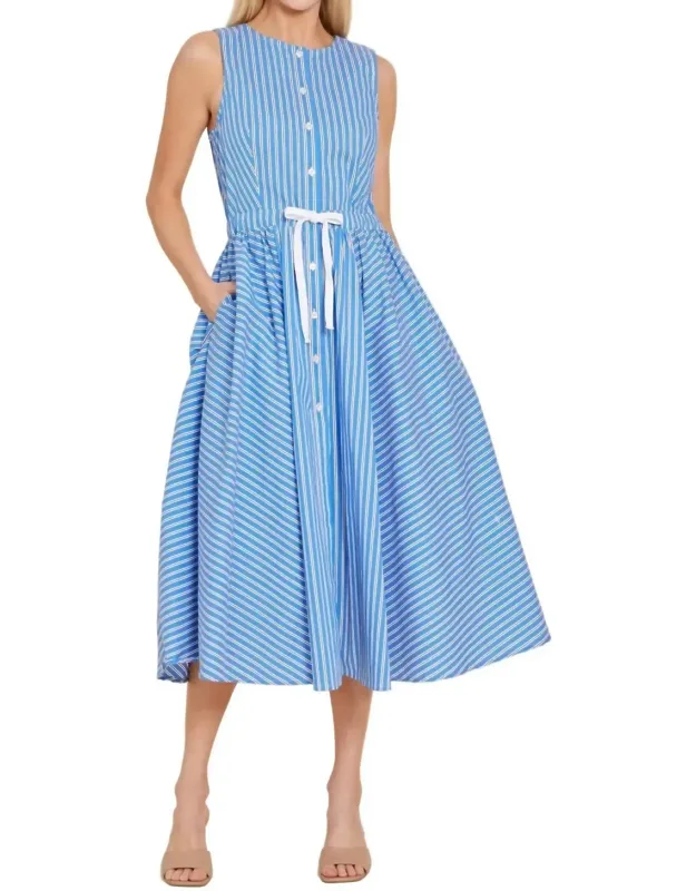 Poplin Drawstring Midi Dress