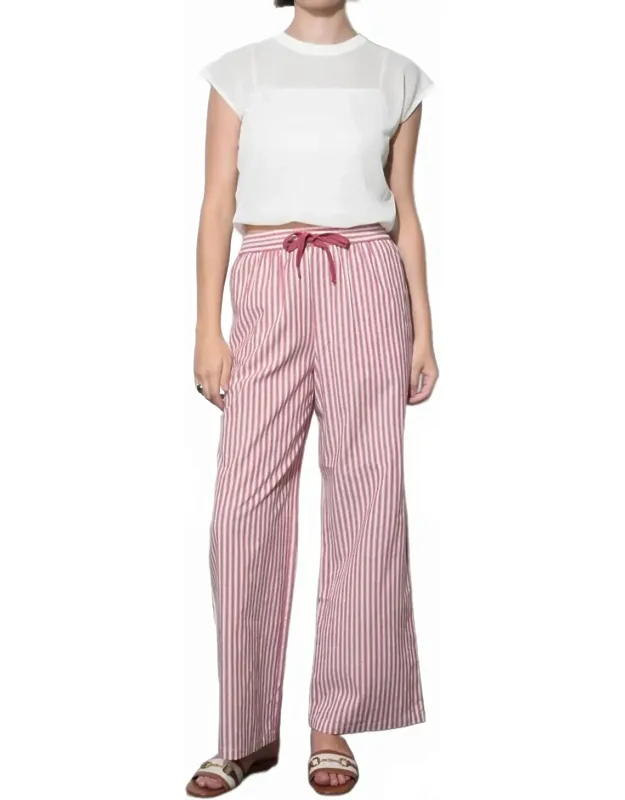 Stripe Pull Up Drawstring Pants