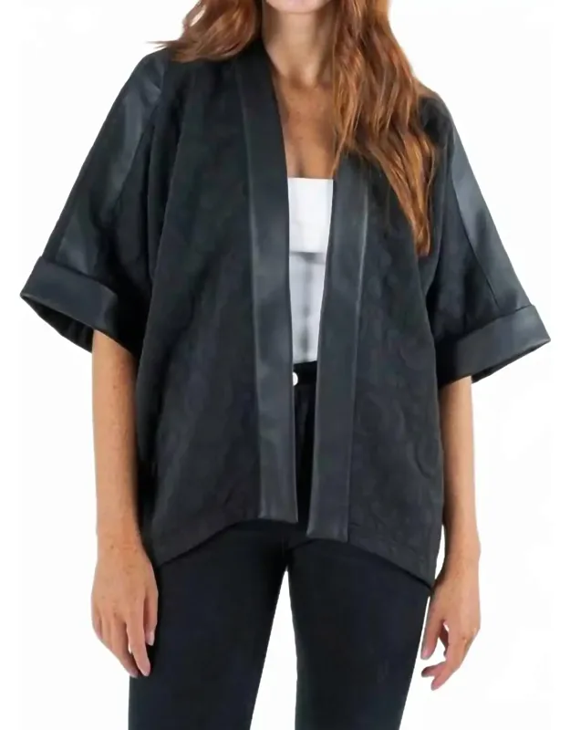 Coco Cape Top In Jet Black With Elbow-length Dolman Sleeves And Chic Collar