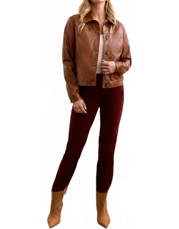 Faux Leather Button Front Jacket