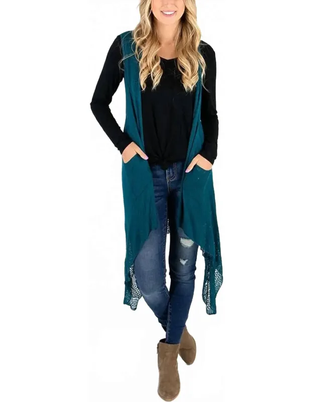 Pointelle Duster Flip Cardigan