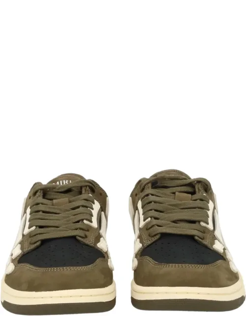 Low-top Textured Leather Panel Sneakers