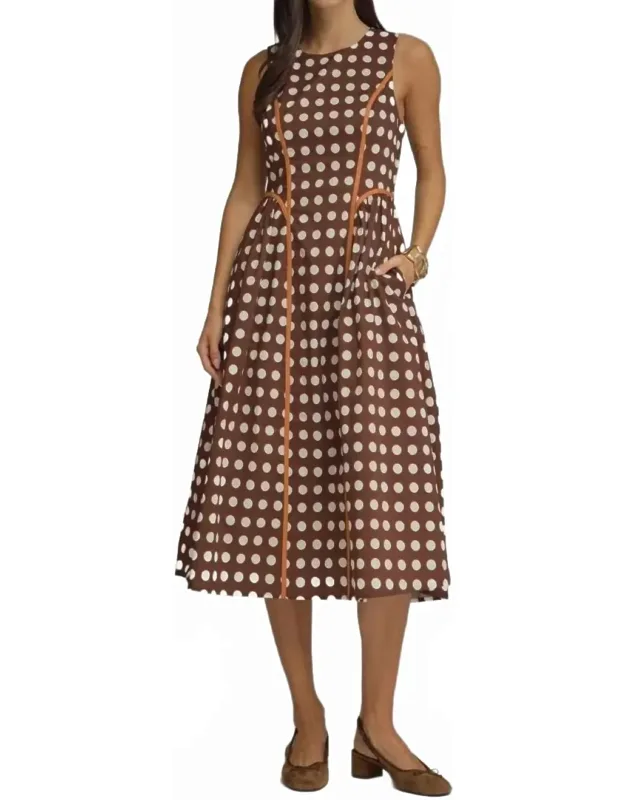 Polka Dot Sleeveless Midi Dress