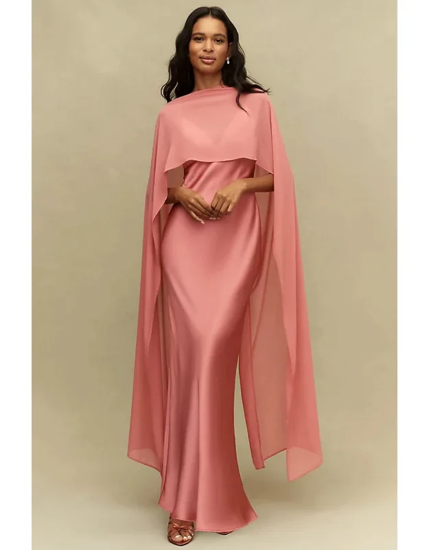 Chiffon Cape Maxi Dress