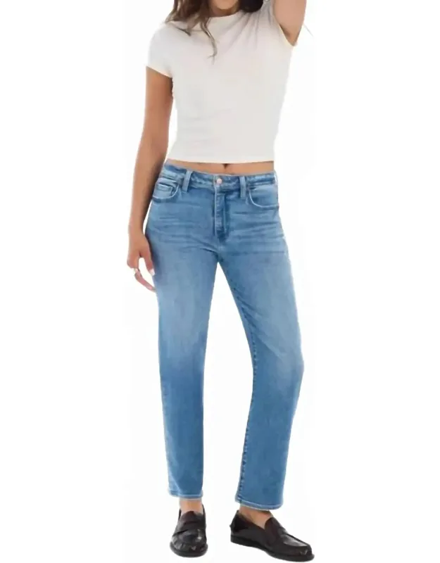 Rebel Mid Rise Ankle Slim Straight Leg Jeans