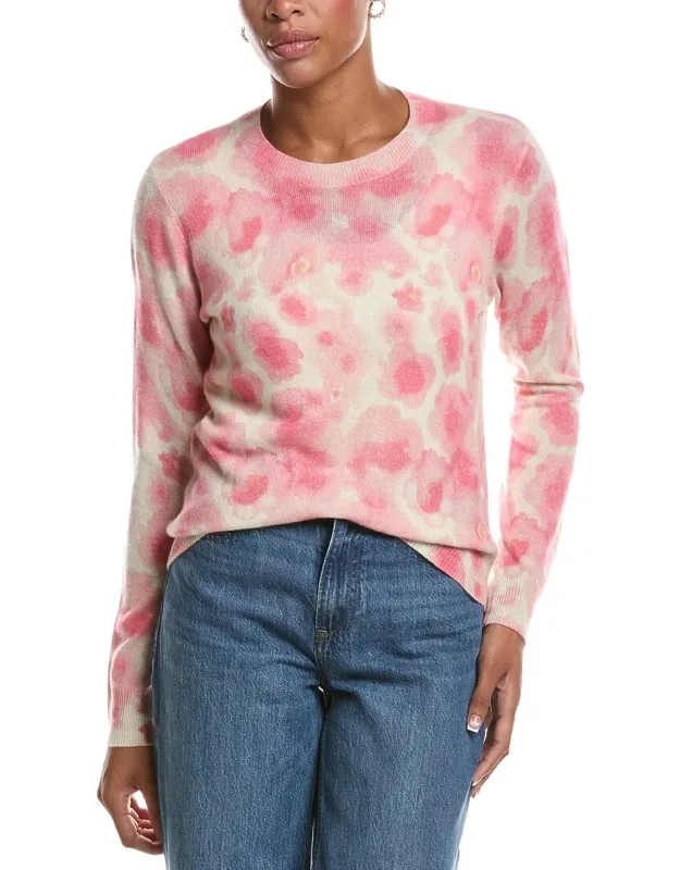Watercolor Floral Print Crewneck Sweater