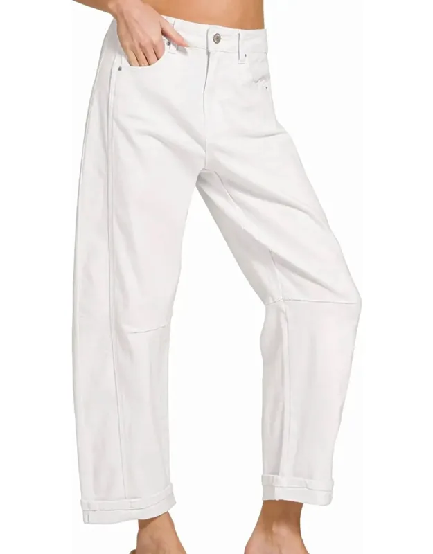 Barrel Leg Cropped Denim Jeans