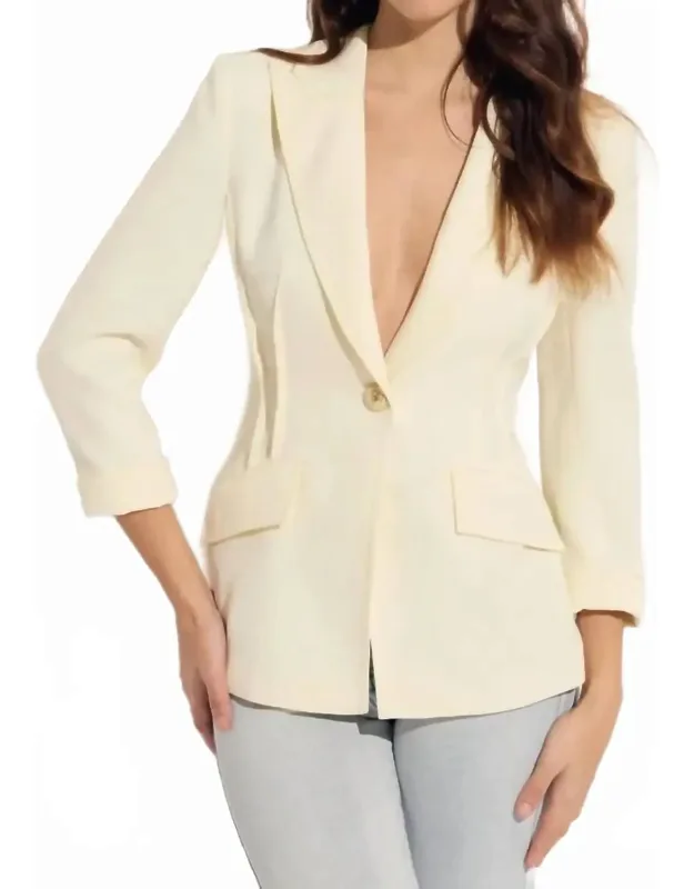 One Button Blazer With Printed Mesh Lining