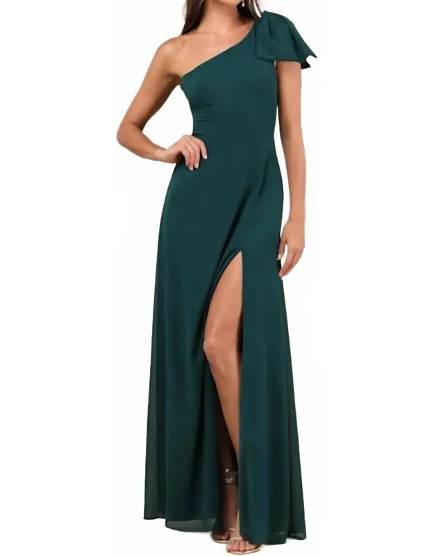 Simply Brilliant One Shoulder Bow Maxi Dress