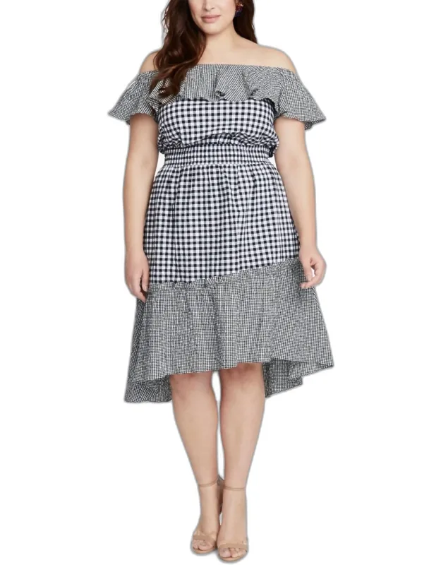 Gingham Off The Shoulder Dress