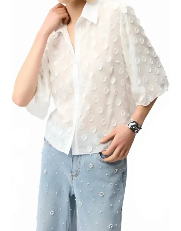 3d Dot Jacquard Boxy Blouse