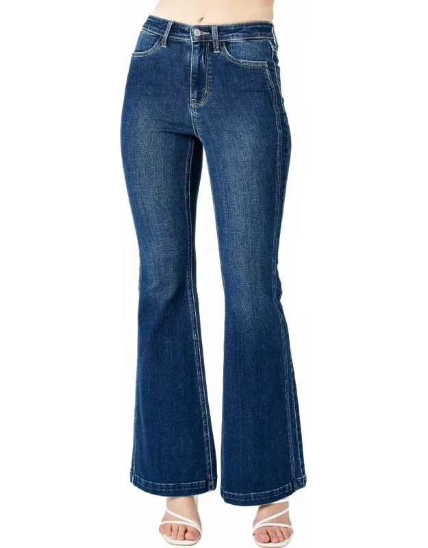 High Waist Angle Seam Flare Jeans