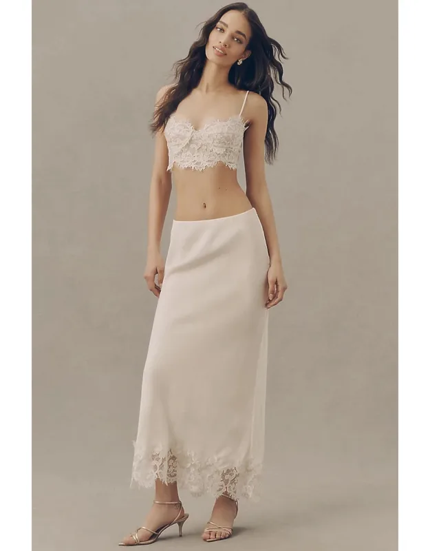 Lace Satin Maxi Skirt