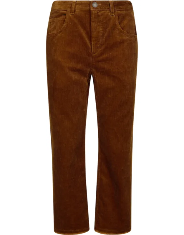 Cropped Corduroy Straight-leg Pants