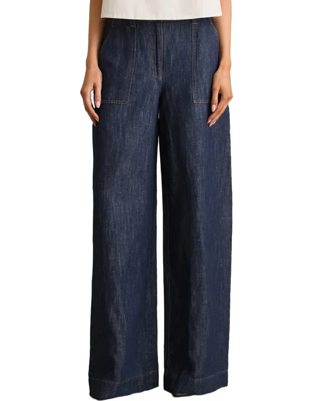 Linen-blend Wide Leg Trousers