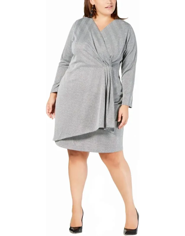 Metallic Surplice Wrap Dress