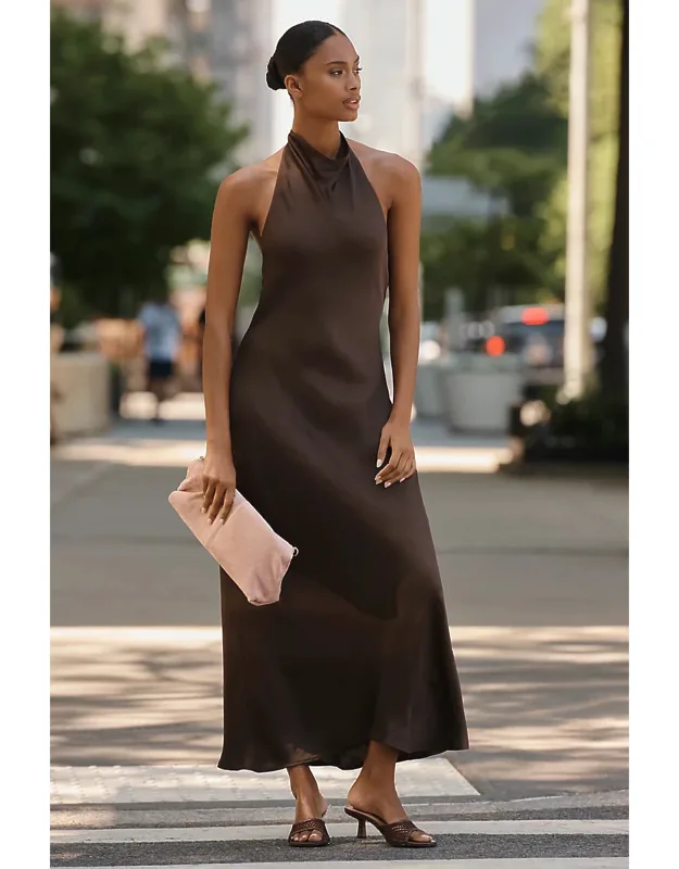 Satin Halter Maxi Dress