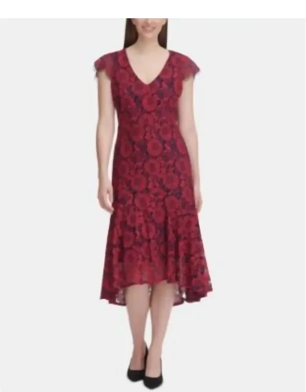 Floral Lace Midi Dress