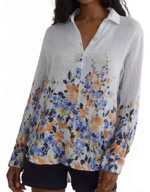 Long Sleeve Collared Button Front Shirt
