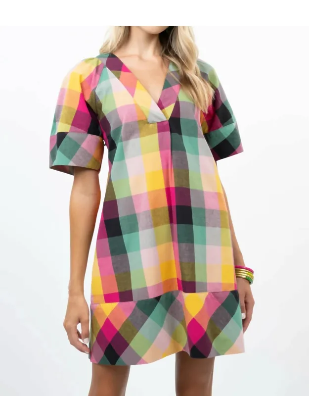Checked Shift Mini Dress